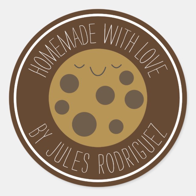 Pegatina Redonda Galleta de chocolate casera y adorable (Anverso)