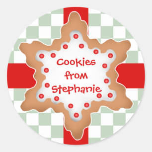 Pegatina Redonda Galleta de estrella de Navidades pequeños