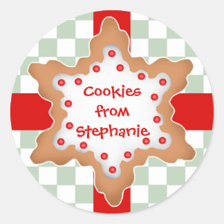 Pegatina Redonda Galleta de estrella de Navidades pequeños