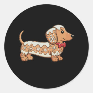 Pegatina Redonda Galleta de jengibre de Navidad Dachshund Perro Wie