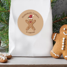 Pegatina Redonda Galleta de jengibre de Navidad - Galletas caseras