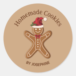 Pegatina Redonda Galleta de jengibre de Navidad - Galletas caseras