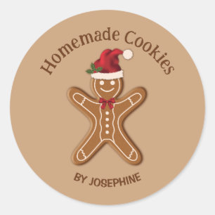 Pegatina Redonda Galleta de jengibre de Navidad - Galletas caseras