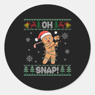 Pegatina Redonda Galleta De Jengibre Golf Navidad Oh Snap Santa Feo