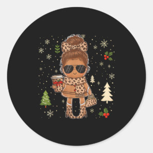 Pegatina Redonda Galleta De Jengibre Navideña Lindo Navidad Para Ho