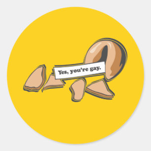 Pegatina Redonda Galleta de la Fortuna - Eres gay