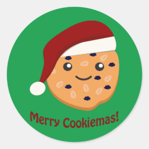 Pegatina Redonda Galleta de los Navidades de Merry Cookiemas