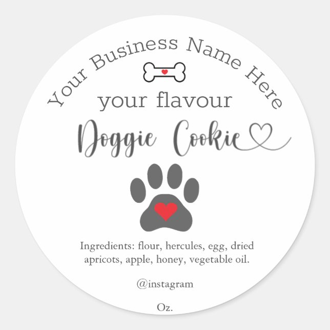 Pegatina Redonda Galleta doggie Personalizado Dog Paw (Anverso)