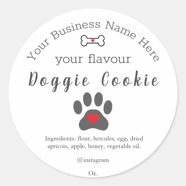 Pegatina Redonda Galleta doggie Personalizado Dog Paw (Anverso)