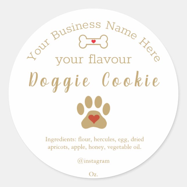 Pegatina Redonda Galleta doggie Personalizado Dog Paw (Anverso)