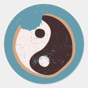Pegatina Redonda Galleta Zen Negra y Blanca