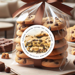 Pegatina Redonda Galletas Blancas de Panadería con Foto Personaliza