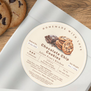 Pegatina Redonda Galletas Caseras con Chispas de Chocolate Ley de A