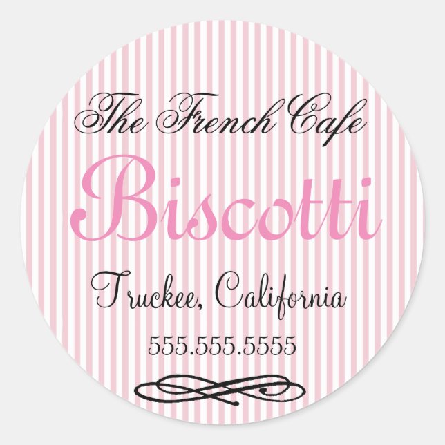 Pegatina Redonda Galletas caseras con franjas rosas (Anverso)