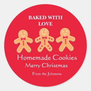 Pegatina Redonda Galletas Caseras divertidos Hombres de Jengibre