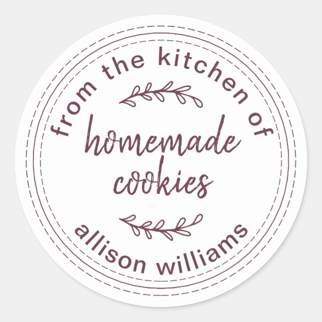 Pegatina Redonda Galletas Caseras Rústicas De la Cocina de (Anverso)