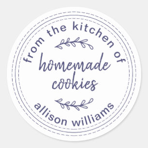 Pegatina Redonda Galletas Caseras Rústicas De la Cocina de Clase