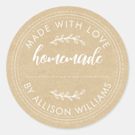 Pegatina Redonda Galletas Caseras Rústicas Tarro de Mermelada Kraft