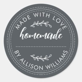 Pegatina Redonda Galletas Caseras Rústicas Tarro de Mermelada Negro