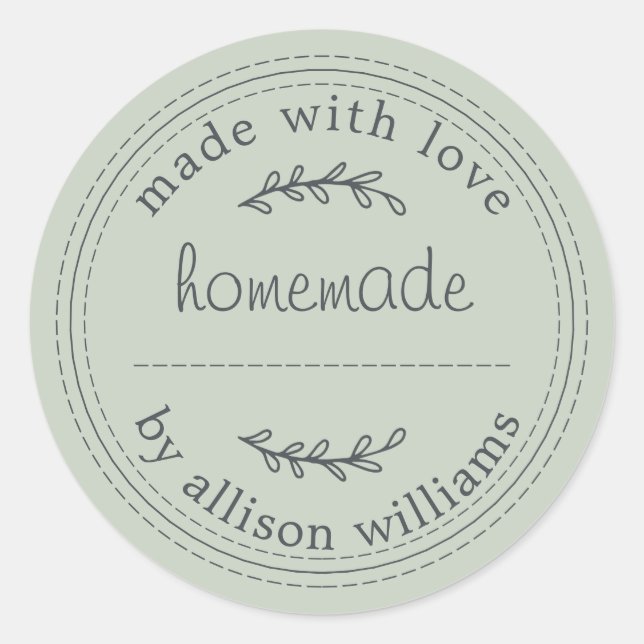 Pegatina Redonda Galletas Caseras Rústicas Tarro De Mermelada Verde (Anverso)