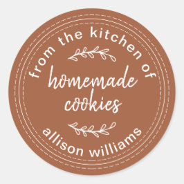 Pegatina Redonda Galletas Caseras Rústicas TerraCotta