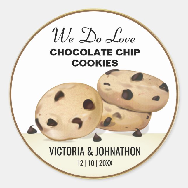 Pegatina Redonda Galletas con Chips de Chocolate Gracias | Boda (Anverso)