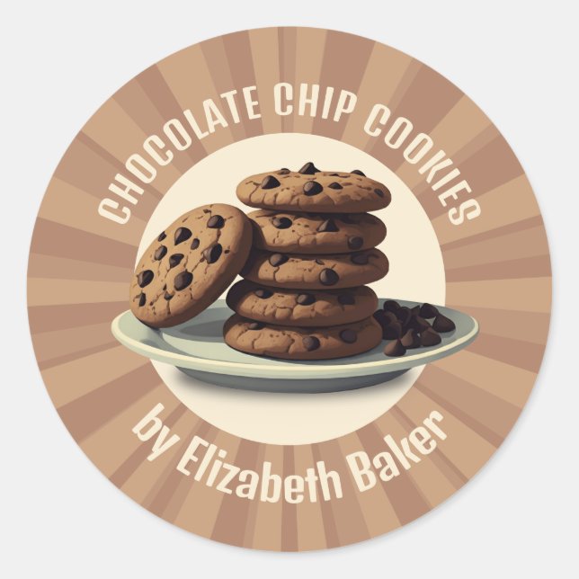 Pegatina Redonda Galletas de chocolate (Anverso)