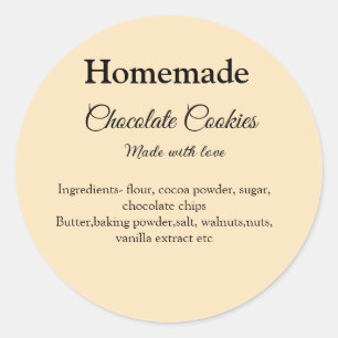 Pegatina Redonda Galletas de chocolate caseras hechas con amor añad
