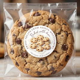 Pegatina Redonda Galletas de chocolate con acuarela, horneado caser
