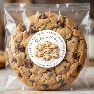 Pegatina Redonda Galletas de chocolate con acuarela, horneado caser