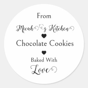 Pegatina Redonda Galletas De Chocolate Horneadas Con Amor Moderno S