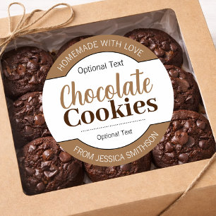 Pegatina Redonda Galletas de Chocolate (o cualquier redacción) Etiq