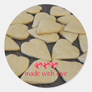 Pegatina Redonda Galletas de Corazón de San Valentín