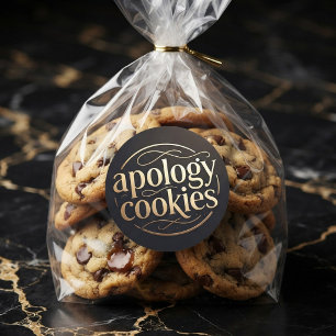 Pegatina Redonda Galletas de disculpa doradas y marrones artísticas