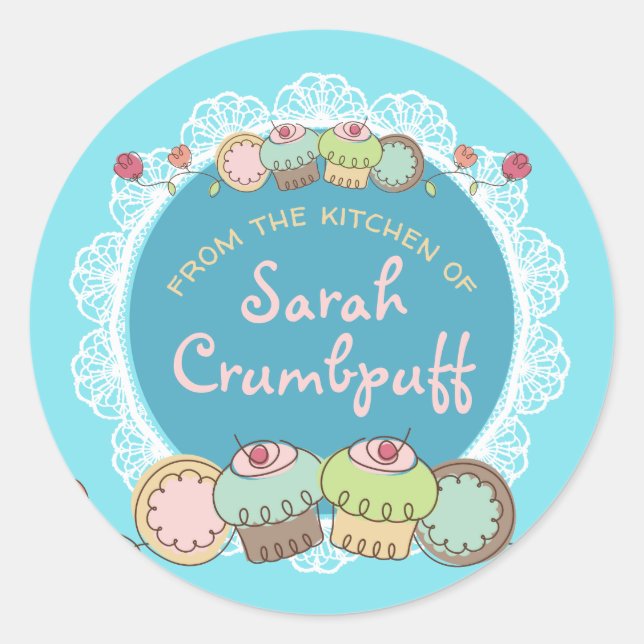 Pegatina Redonda Galletas de garrapatas de la cocina de (Anverso)