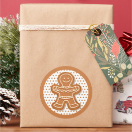 Pegatina Redonda Galletas de jengibre de Navidad