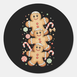 Pegatina Redonda Galletas de jengibre de Navidad Temporada de vacac