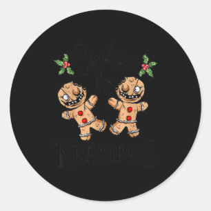 Pegatina Redonda Galletas de jengibre espeluznantes para Krampus Na