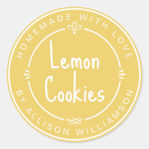 Pegatina Redonda Galletas De Limón Personalizadas Hechas Con Amor