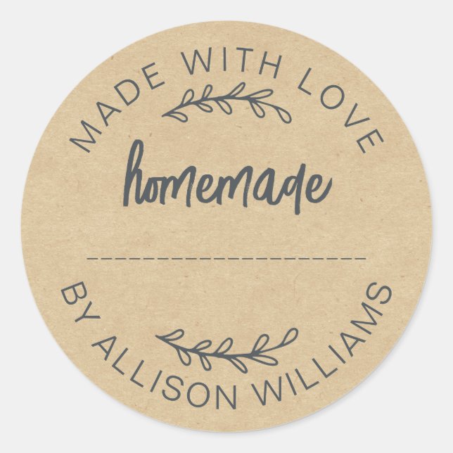 Pegatina Redonda Galletas De Mermelada De Repostería Casera Kraft (Anverso)