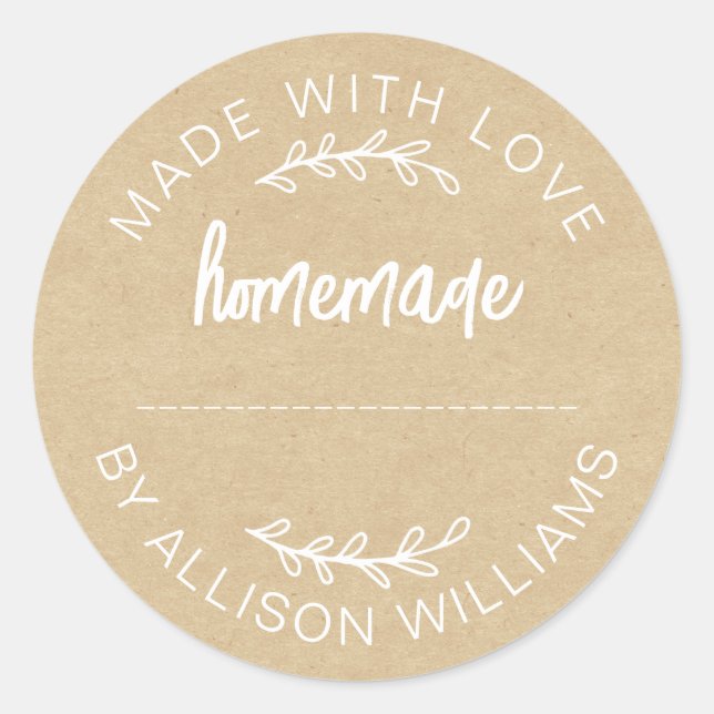 Pegatina Redonda Galletas De Mermelada De Repostería Casera Kraft (Anverso)