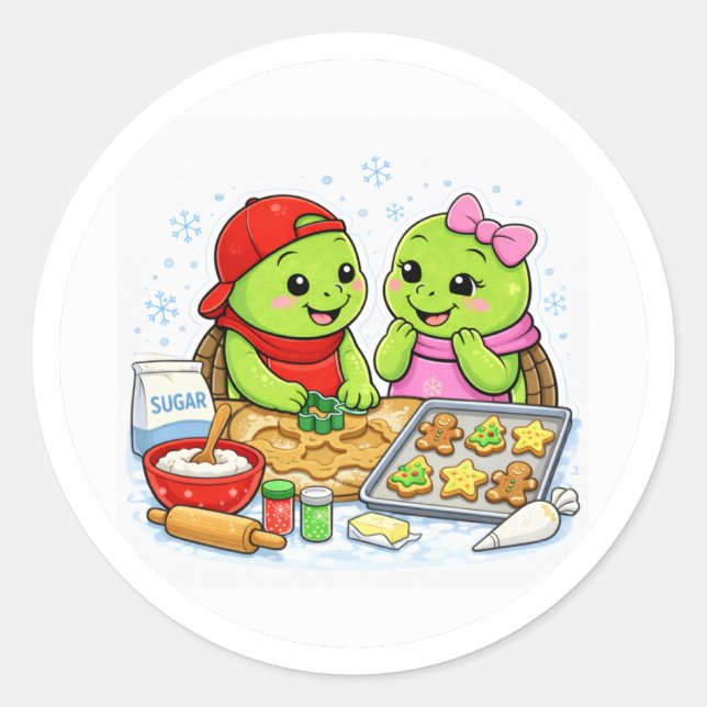 Pegatina Redonda Galletas de Navidad (Anverso)