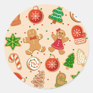 Pegatina Redonda Galletas de Navidad
