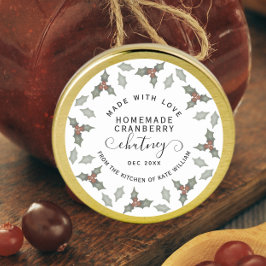 Pegatina Redonda Galletas de Navidad Acuarela Tarta Mermelada Caram