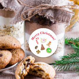 Pegatina Redonda Galletas de Navidad con Acuarela