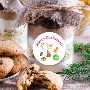 Pegatina Redonda Galletas de Navidad con Acuarela