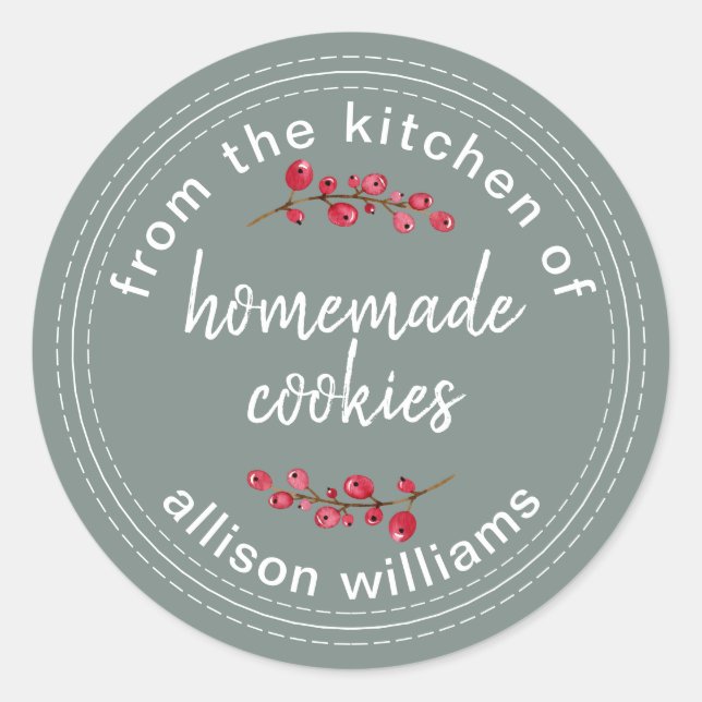 Pegatina Redonda Galletas de Navidad de la Cocina de Kraft (Anverso)