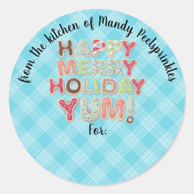 Pegatina Redonda Galletas de Navidad escarchado de la cocina de la  (Anverso)