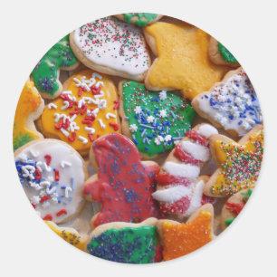 Pegatina Redonda Galletas de Navidad I Repostería Colorida de Vacac