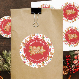 Pegatina Redonda Galletas de Navidad para Santa Blanco